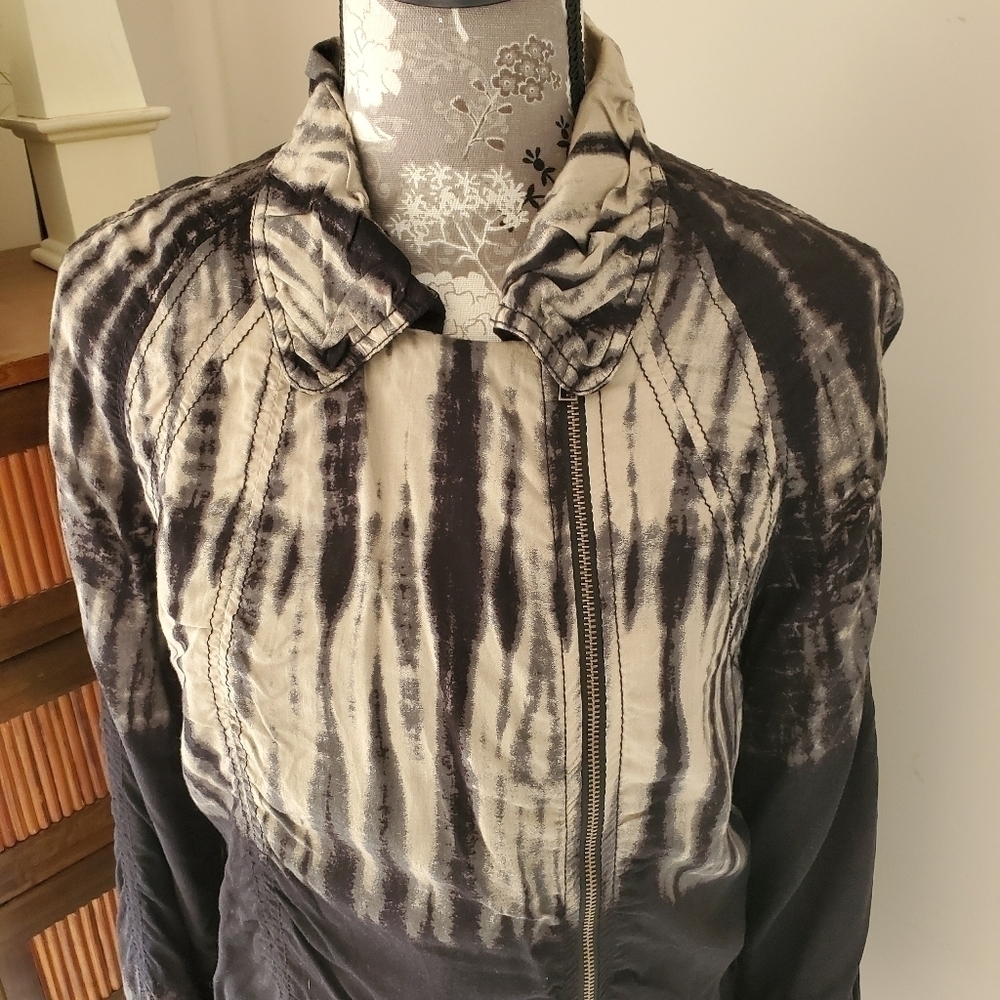 NWT Rachel Roy long bleach dyed moto jacket M - Picture 5 of 11